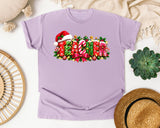Christmas Teacher Lettering graphic tee in Orchid Comfort Colors 1717