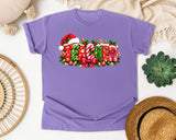 Christmas Teacher Lettering graphic tee in Violet Comfort Colors 1717