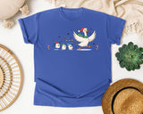 Christmas Goose and Marshmallows graphic tee in Flo Blue Comfort Colors 1717