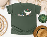 Christmas Goose and Marshmallows graphic tee in Moss Comfort Colors 1717