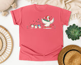 Christmas Goose and Marshmallows graphic tee in Watermelon Comfort Colors 1717