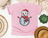 Disco Ball Snowman graphic tee in Blossom Comfort Colors 1717