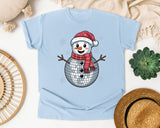 Disco Ball Snowman graphic tee in Chambray Comfort Colors 1717