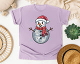 Disco Ball Snowman graphic tee in Orchid Comfort Colors 1717