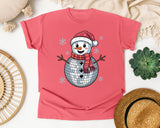 Disco Ball Snowman graphic tee in Watermelon Comfort Colors 1717