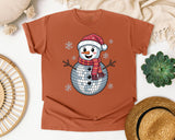 Disco Ball Snowman graphic tee in Yam Comfort Colors 1717