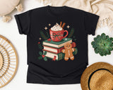Cocoa Books and Gingerbread graphic tee in Black Comfort Colors 1717