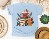 Cocoa Books and Gingerbread graphic tee in Chambray Comfort Colors 1717