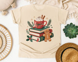 Cocoa Books and Gingerbread graphic tee in Ivory Comfort Colors 1717