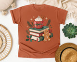 Cocoa Books and Gingerbread graphic tee in Yam Comfort Colors 1717