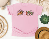 Reindeer Chasing Elves graphic tee in Blossom Comfort Colors 1717