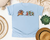 Reindeer Chasing Elves graphic tee in Chambray Comfort Colors 1717
