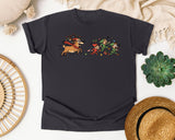 Reindeer Chasing Elves graphic tee in Graphite Comfort Colors 1717