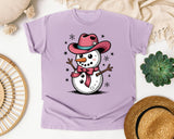 Pink Cowboy Snowman graphic tee in Orchid Comfort Colors 1717