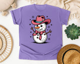 Pink Cowboy Snowman graphic tee in Violet Comfort Colors 1717