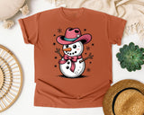 Pink Cowboy Snowman graphic tee in Yam Comfort Colors 1717