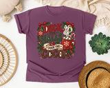 Deck the Halls and Pour the Cocoa graphic tee in Berry Comfort Colors 1717