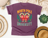 North Pole University graphic tee in Berry Comfort Colors 1717
