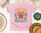 North Pole University graphic tee in Blossom Comfort Colors 1717