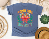 North Pole University graphic tee in Blue Jean Comfort Colors 1717