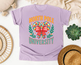 North Pole University graphic tee in Orchid Comfort Colors 1717