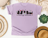 Merry Catmas Black Cats graphic tee in Orchid Comfort Colors 1717