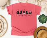 Merry Catmas Black Cats graphic tee in Watermelon Comfort Colors 1717
