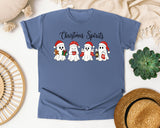 Christmas Spirits Ghosts graphic tee in Blue Jean Comfort Colors 1717