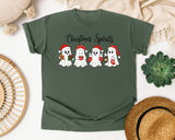 Christmas Spirits Ghosts graphic tee in Moss Comfort Colors 1717