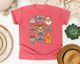 Bright Christmas Bows and Friends graphic tee in Watermelon Comfort Colors 1717