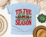 Tis the Season Plaid Trees graphic tee in Chambray Comfort Colors 1717
