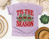 Tis the Season Plaid Trees graphic tee in Orchid Comfort Colors 1717