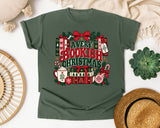 A Very Bookish Christmas graphic tee in Moss Comfort Colors 1717