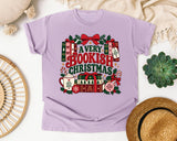 A Very Bookish Christmas graphic tee in Orchid Comfort Colors 1717