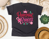 Peppermint Princess graphic tee in Graphite Comfort Colors 1717