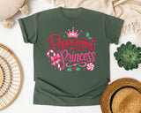 Peppermint Princess graphic tee in Moss Comfort Colors 1717