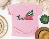 Dachshund Sleigh Ride graphic tee in Blossom Comfort Colors 1717