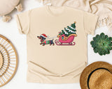 Dachshund Sleigh Ride graphic tee in Ivory Comfort Colors 1717