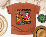 I Dig Christmas Excavator graphic tee in Yam Comfort Colors 1717