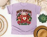 Hot Cocoa Christmas Club graphic tee in Orchid Comfort Colors 1717