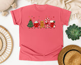 Dancing Christmas Treats graphic tee in Watermelon Comfort Colors 1717