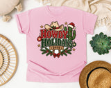 Howdy Holidays 2026 graphic tee in Blossom Comfort Colors 1717