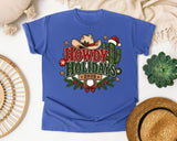 Howdy Holidays 2026 graphic tee in Flo Blue Comfort Colors 1717