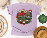 Howdy Holidays 2026 graphic tee in Orchid Comfort Colors 1717