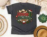 Howdy Holidays 2026 graphic tee in Pepper Comfort Colors 1717