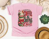 Fueled by Coffee and Christmas Cheer graphic tee in Blossom Comfort Colors 1717