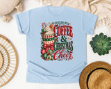 Fueled by Coffee and Christmas Cheer graphic tee in Chambray Comfort Colors 1717