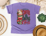 Fueled by Coffee and Christmas Cheer graphic tee in Violet Comfort Colors 1717