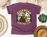 Bookworm Christmas Club graphic tee in Berry Comfort Colors 1717