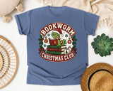 Bookworm Christmas Club graphic tee in Blue Jean Comfort Colors 1717